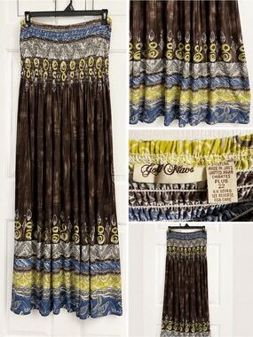 Gold Flava Plus Size 22 Strapless Smocked Maxi Dress | Boho Resort Vacation